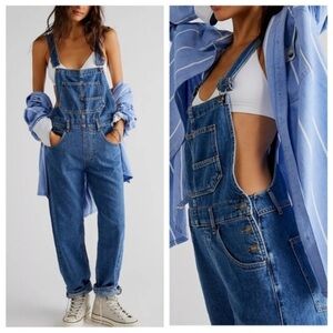 Free People Blue Denim Jumpsuit